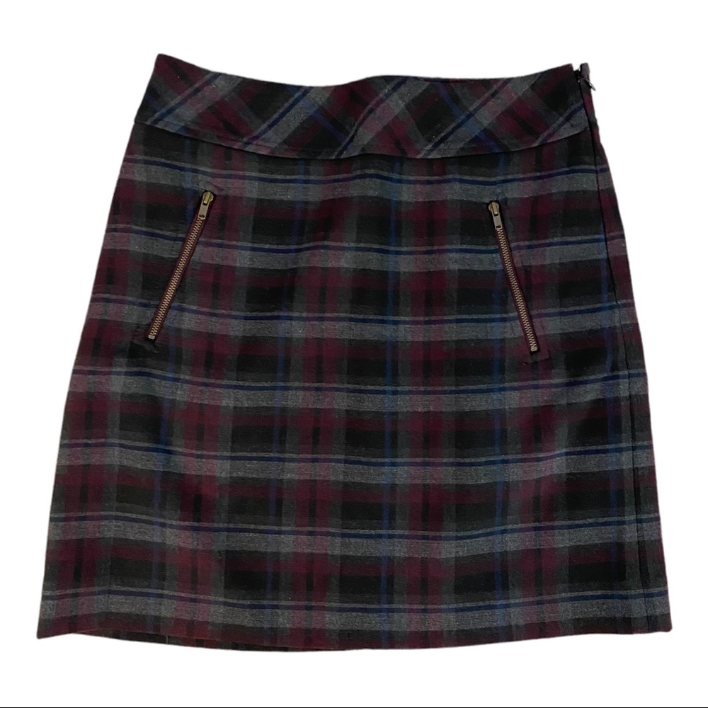 LOFT Plaid Fall/Winter MINI SKIRT Zippers Size 2